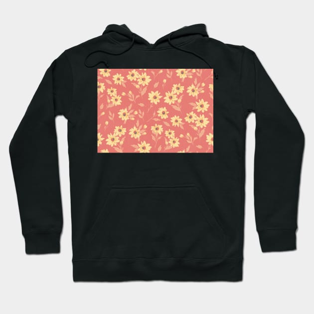 The cute flower pattern in light yellow and peach fresh spring colours Hoodie by marina63